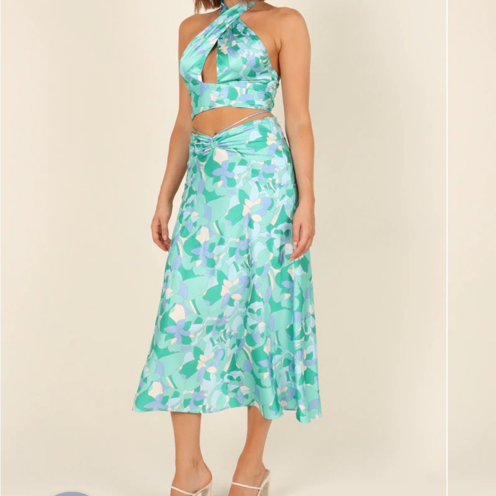 Petal & Pup Floral Midi Dress in Aqua and Lavender